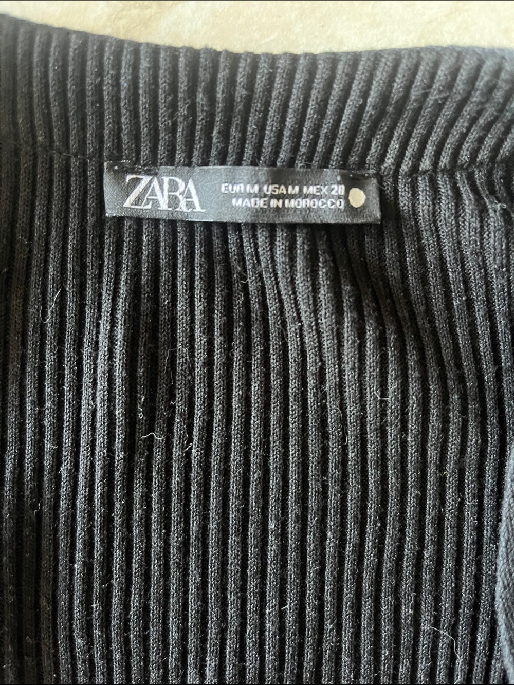 Zara Black Ribbed Midi Dress w/ Buttons - Picture 2 of 3